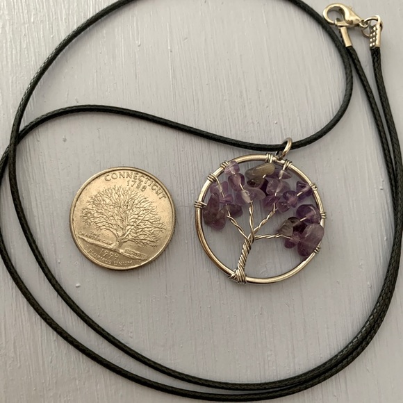 Brand New Amethyst Necklace Tree Of Life Necklace Genuine Amethyst Pendant - Picture 2 of 3